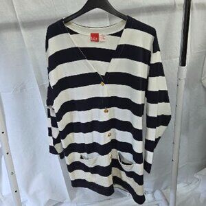 Liz & Co size M set with cardigan tank top and sweatpants black and white stripe
